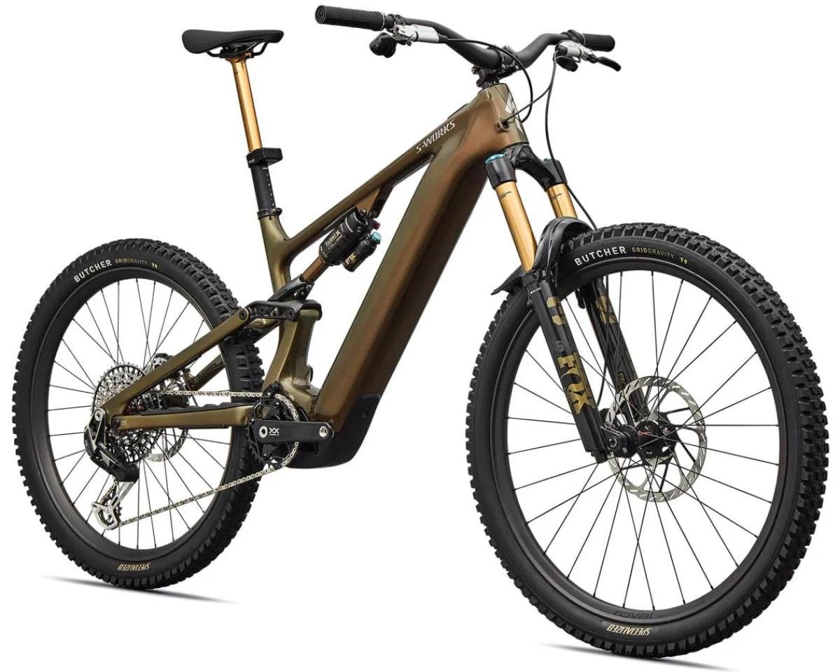 Specialized Mountain Bikes|E-Bikes|S-Works Turbo Levo 4 Carbon E-Bike (Laurel Green/Burnt Gold/Chrome) (S2)
