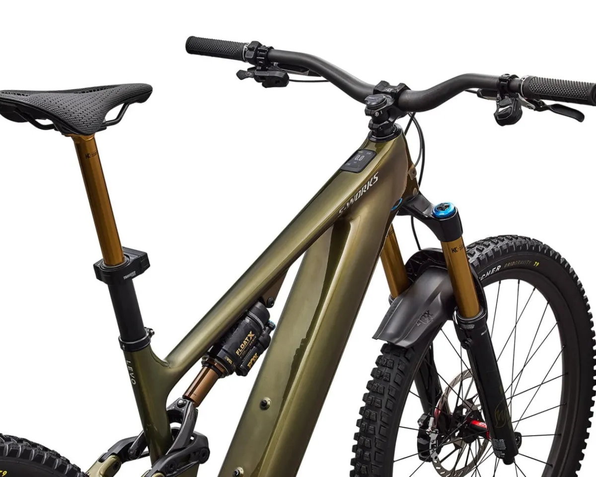 Specialized Mountain Bikes|E-Bikes|S-Works Turbo Levo 4 Carbon E-Bike (Laurel Green/Burnt Gold/Chrome) (S2)