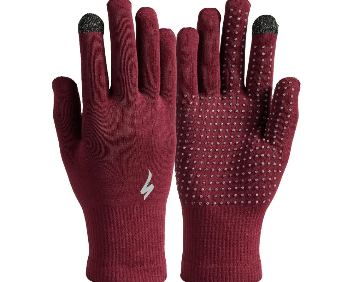 Specialized Clothing Sale|Clothing Accessories|Thermal Knit Long Finger Gloves (Maroon) (L)