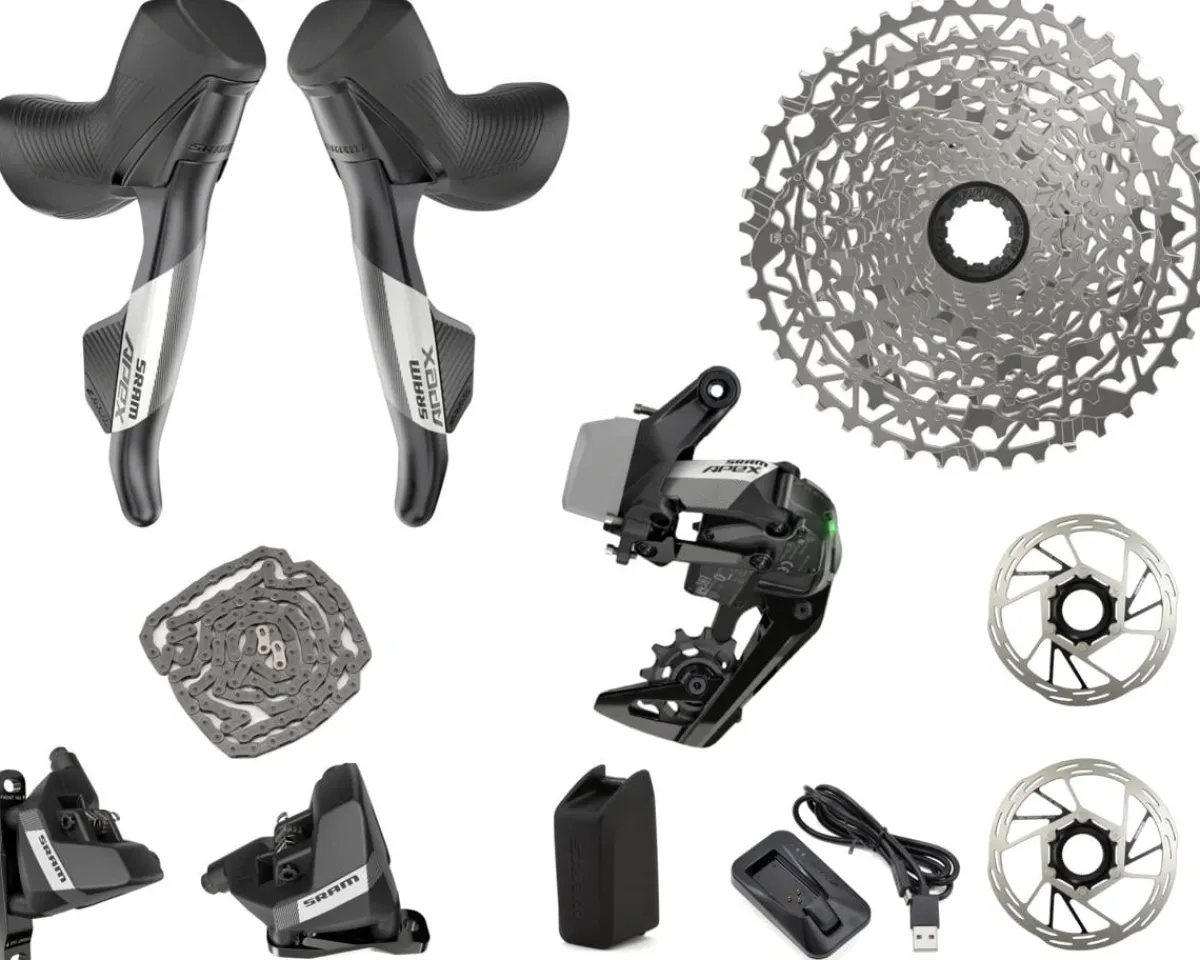 SRAM Electronic Shifting|Groupsets|Apex AXS XPLR Gravel Groupset (Black) (1 x 12 Speed) (11-44T)