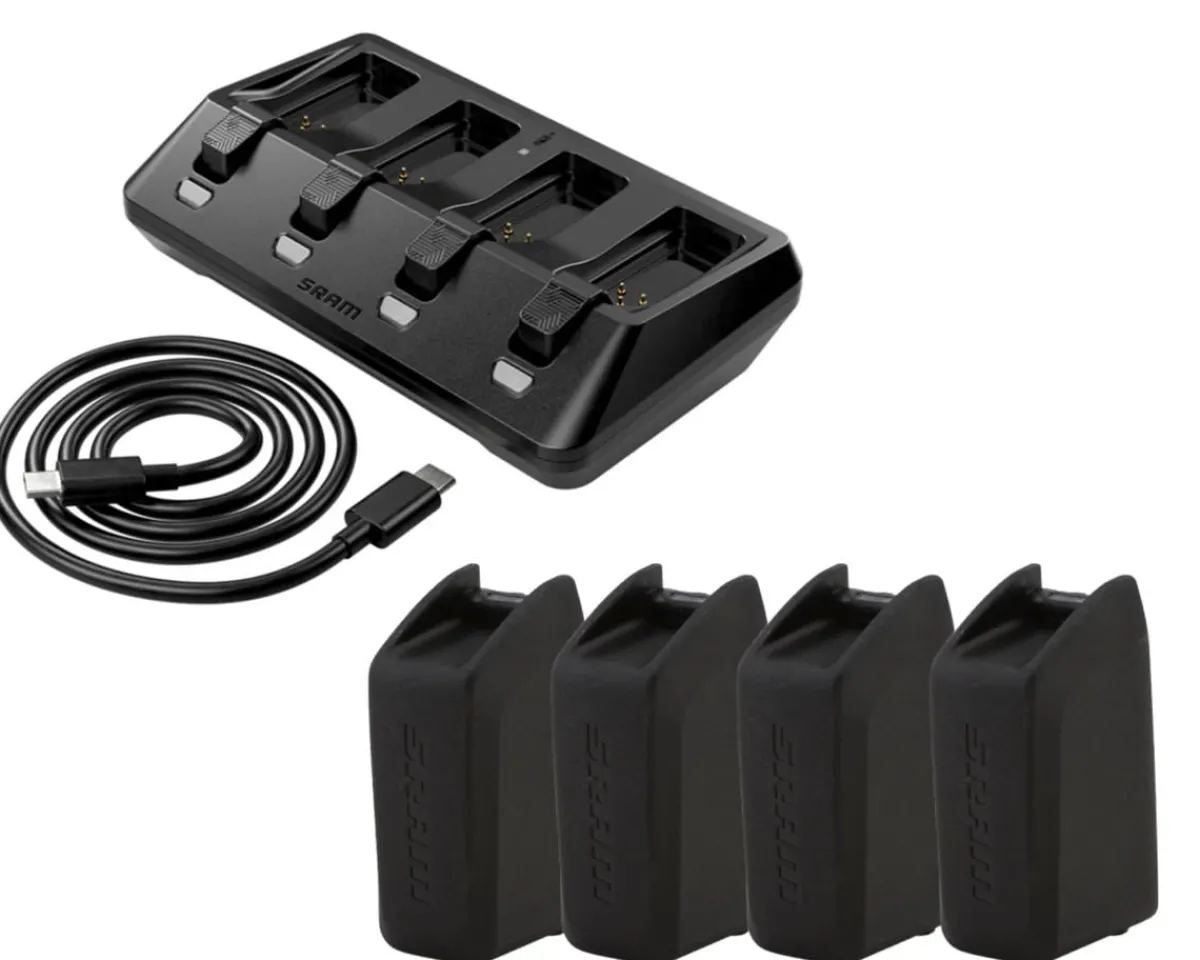 SRAM Electronic Shifting|Shifters|eTap AXS Professional Battery & Charger Bundle (Includes 4 Batteries & 1 Quad Charger)