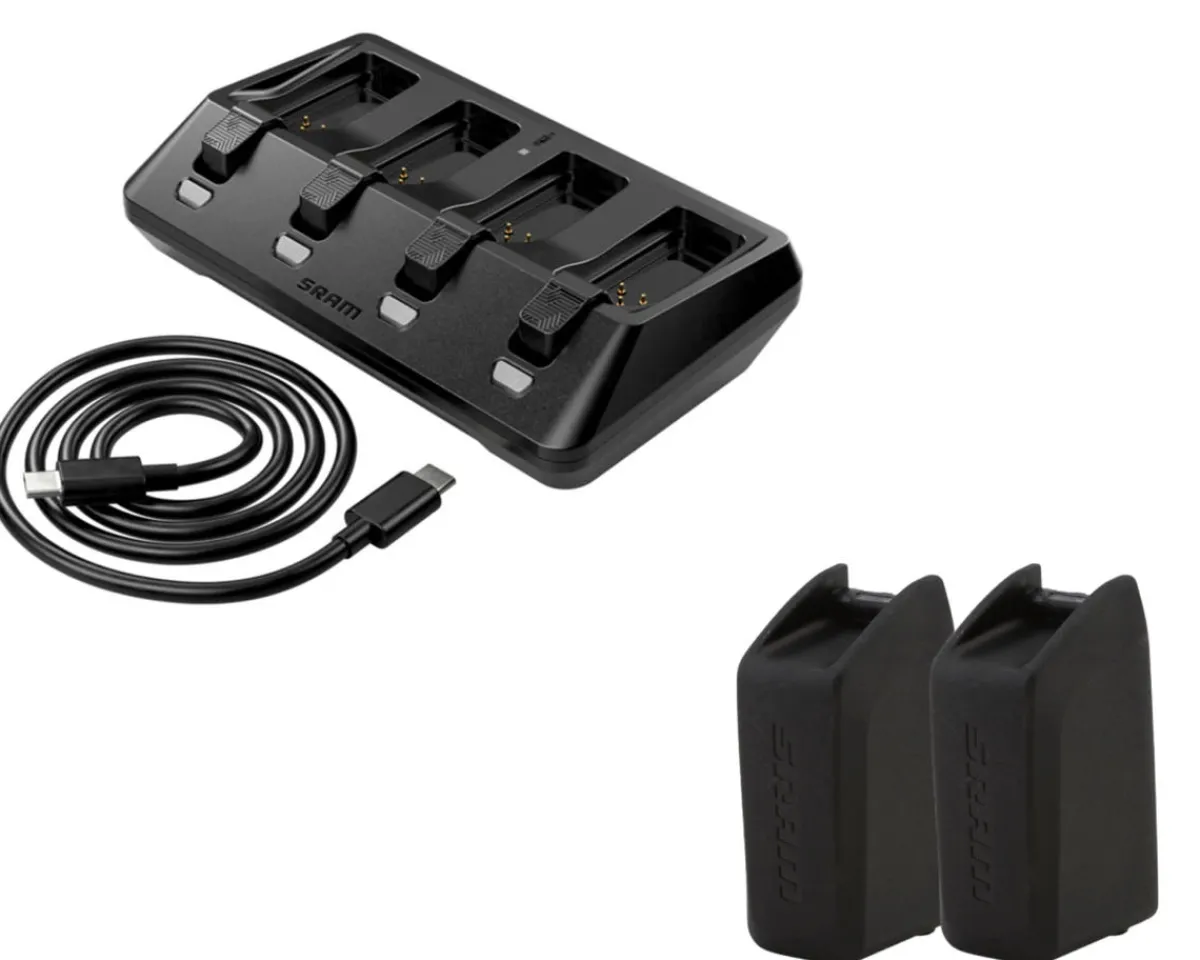 SRAM Electronic Shifting|Shifters|eTap AXS 2x Battery & Charger Bundle (Includes 2 Batteries & 1 Quad Charger)