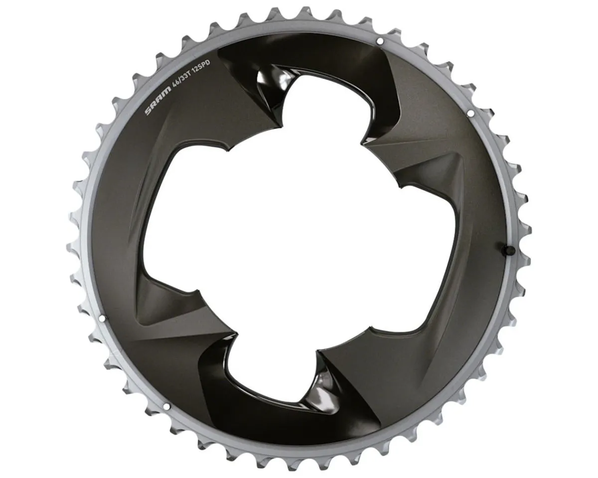 SRAM Chainrings & Accessories|Electronic Shifting|Force AXS Chainrings (Grey/Black) (2 x 12 Speed) (107mm BCD) (Outer) (46T)