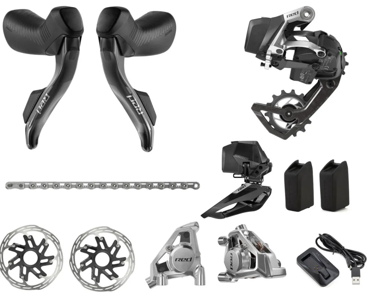 SRAM Electronic Shifting|Groupsets|RED AXS Road Groupset (Black/Silver) (2 x 12 Speed) (E1)