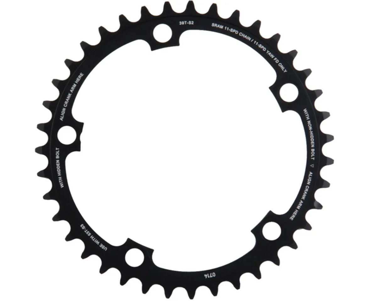 SRAM Chainrings & Accessories|Holiday Shopping|Red/Force YAW Chainring (Black) (2 x 11 Speed) (130mm BCD) (Inner) (39T)