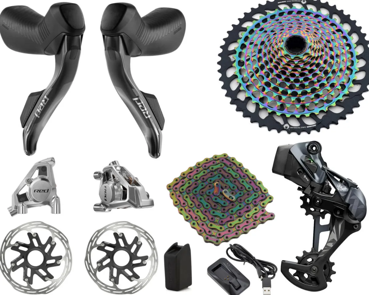 SRAM Electronic Shifting|Groupsets|RED/XX1 AXS Mullet Gravel Groupset (Rainbow) (1 x 12 Speed) (10-52T) (E1)
