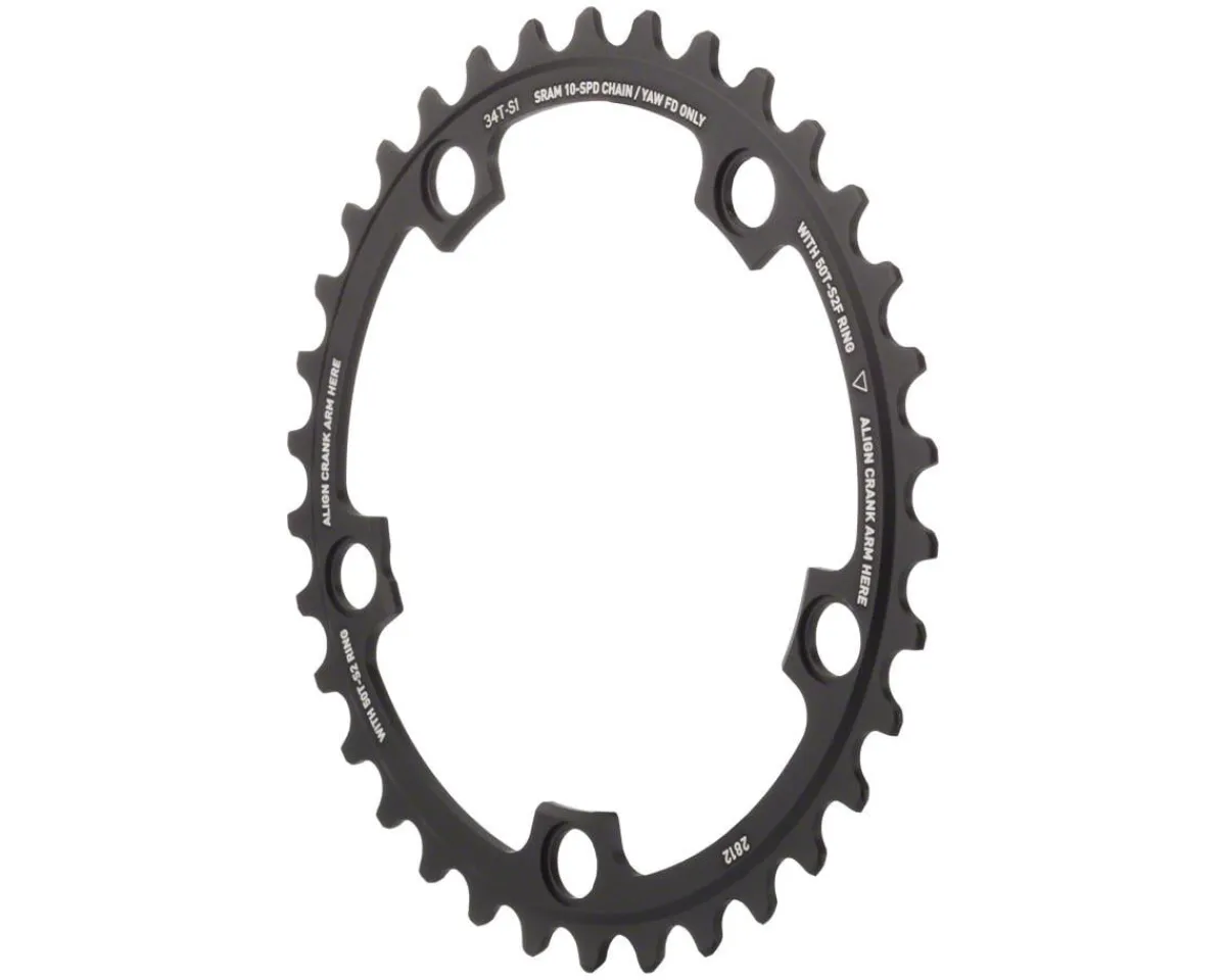 SRAM Chainrings & Accessories|Red Yaw Chainring (Black) (2 x 10 Speed) (110mm BCD) (Inner) (34T)