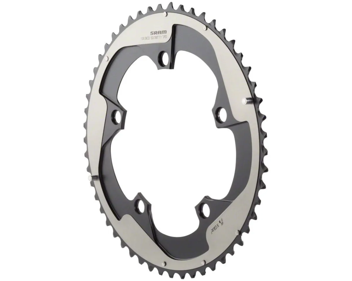 SRAM Chainrings & Accessories|Holiday Shopping|Red 22 YAW Chainring (Grey) (2 x 11 Speed) (130mm BCD) (Outer) (53T)