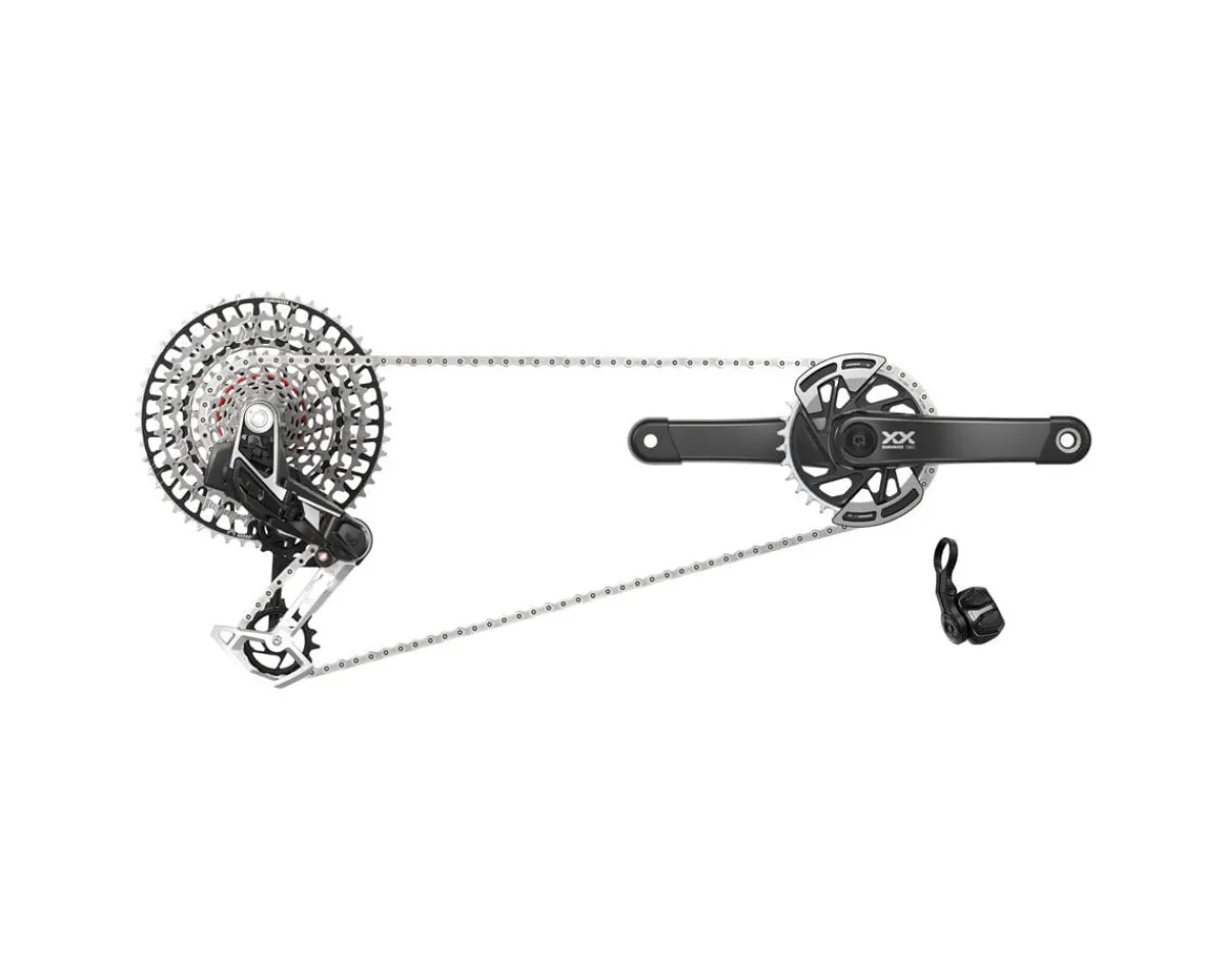 SRAM Electronic Shifting|Groupsets|XX T-Type Eagle Transmission AXS Power Meter Groupset (Black/Silver) (175mm) (34T) (1 x 12 Speed) (DUB) (55mm Chainline) (UDH)