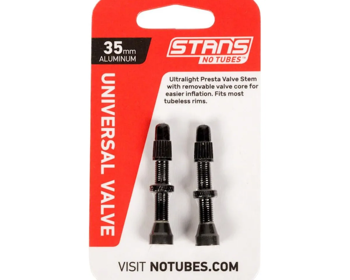 Stan's Tubeless Tire Tools|Tubeless Accessories|Alloy Tubeless Valves (Black) (Pair) (35mm)