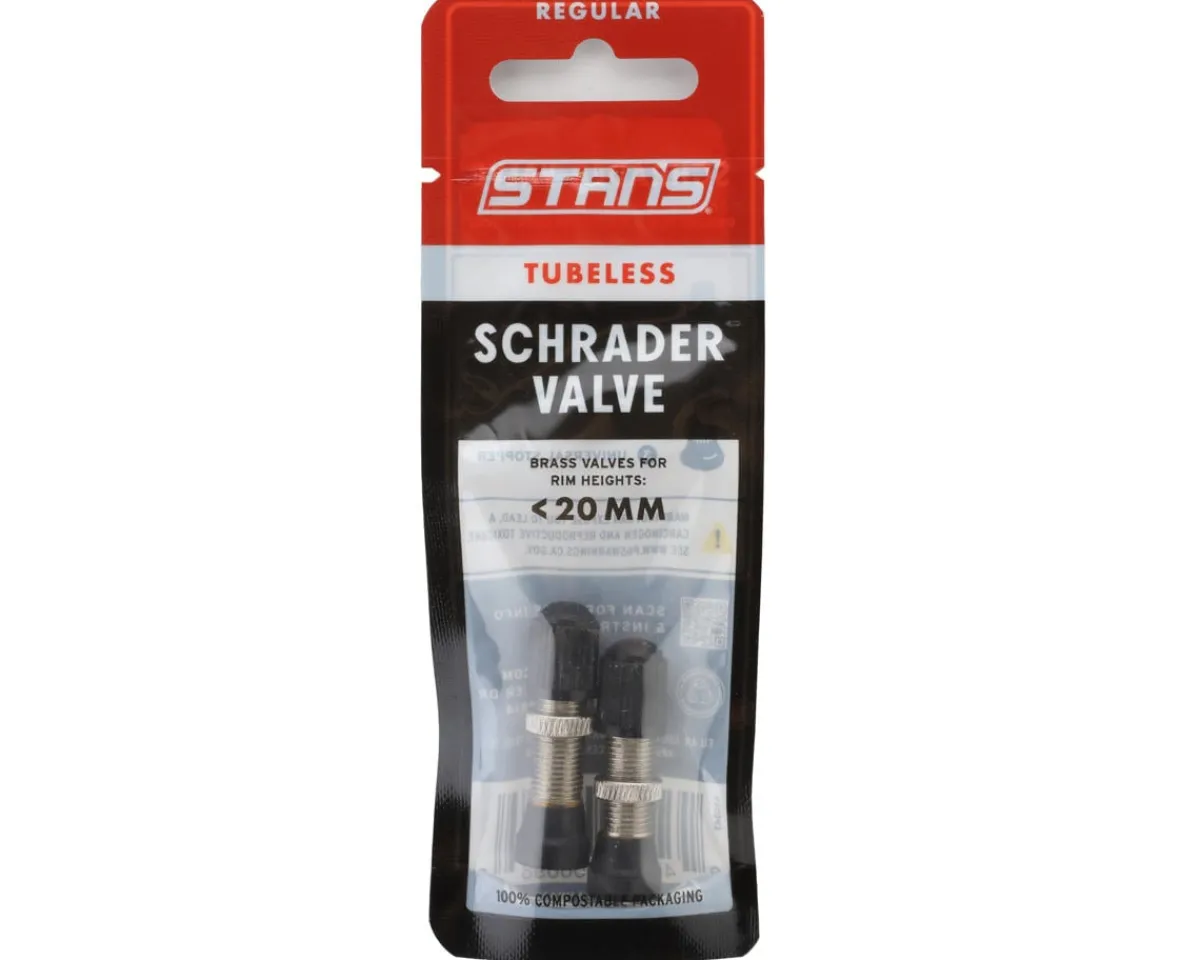 Stan's Tubeless Accessories|Tubeless Schrader Valve Stem (Silver) (Pair) (32mm)