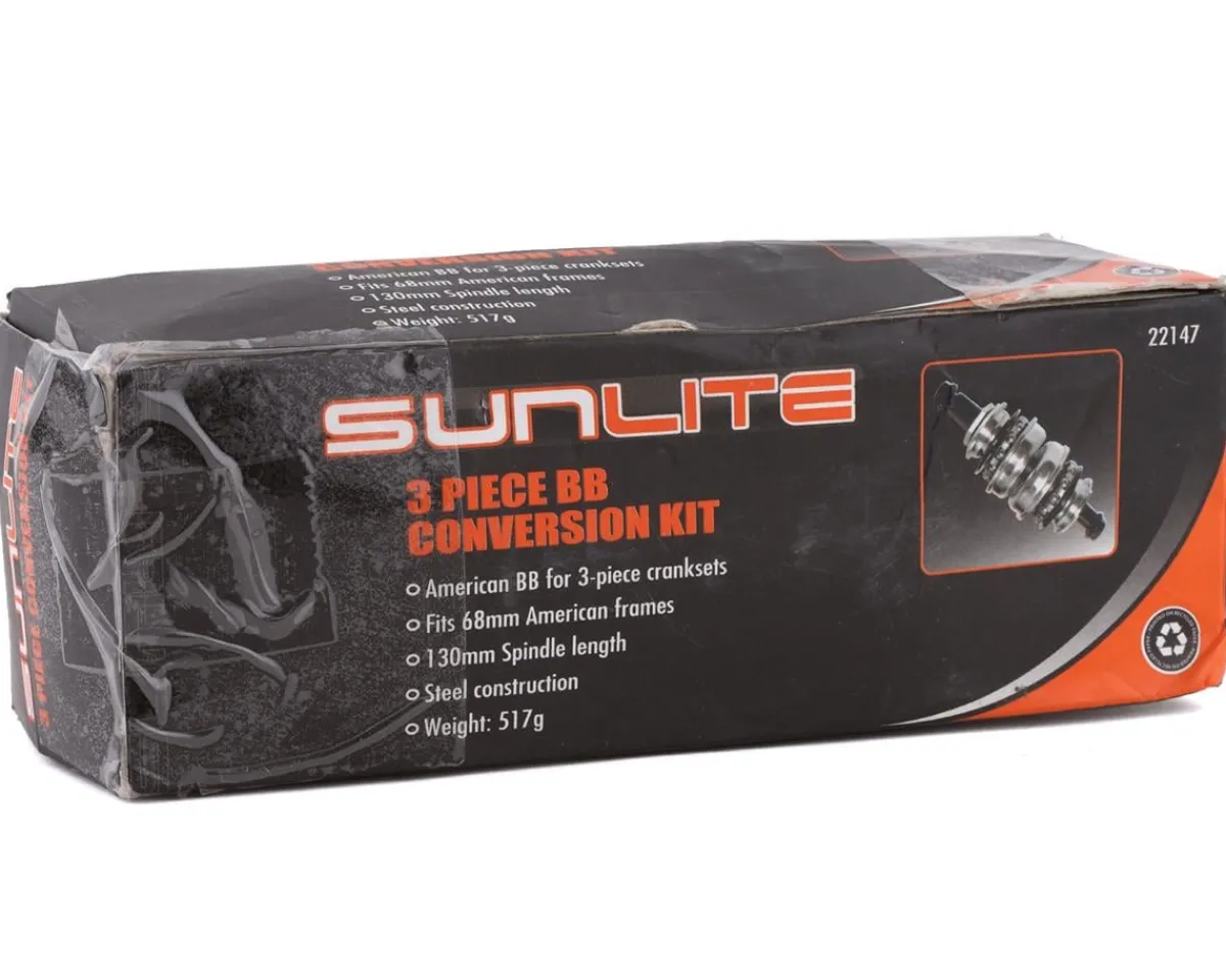 Sunlite Bottom Brackets & Parts|American 3-Piece BB Conversion Kit (Silver) (68mm)