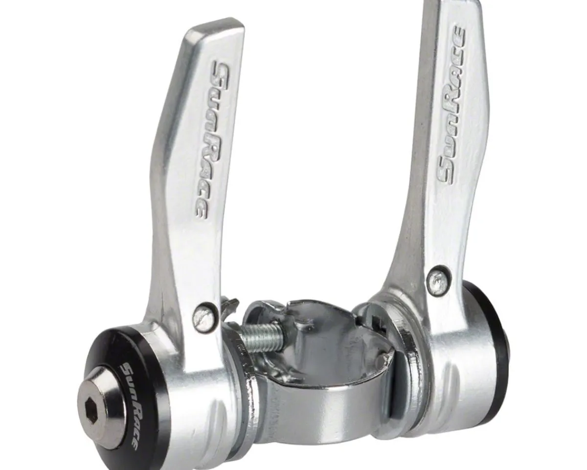 Sunrace Shifters|SLR30 Clamp-On Shifters (Silver) (Pair) (2/3 x 7 Speed) (28.6mm Clamp)