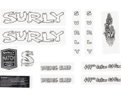 Surly Frame Protection & Decals|Bridge Club Frame Decal Set (White w/ Mushrooms)