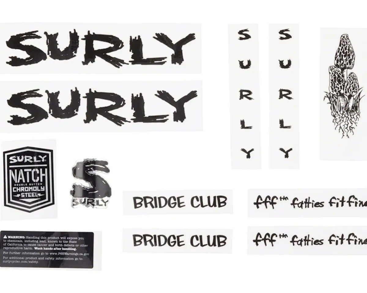 Surly Frame Protection & Decals|Bridge Club Frame Decal Set (Black w/ Mushrooms)
