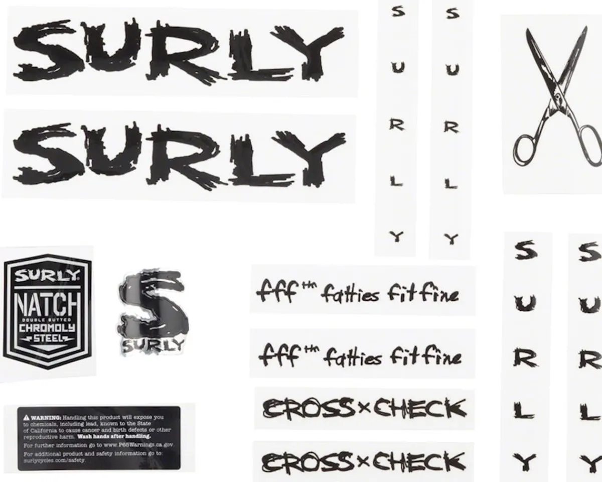 Surly Frame Protection & Decals|Cross Check Frame Decal Set (Black) (w/Scissors)