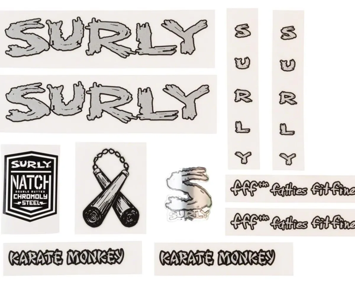 Surly Frame Protection & Decals|Karate Monkey Frame Decal Set (Metallic Silver)