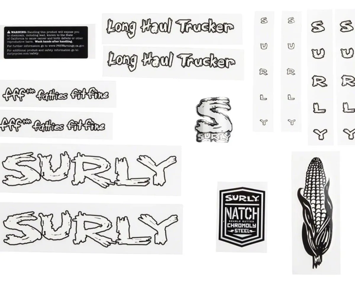 Surly Frame Protection & Decals|LHT Decal Set (White)