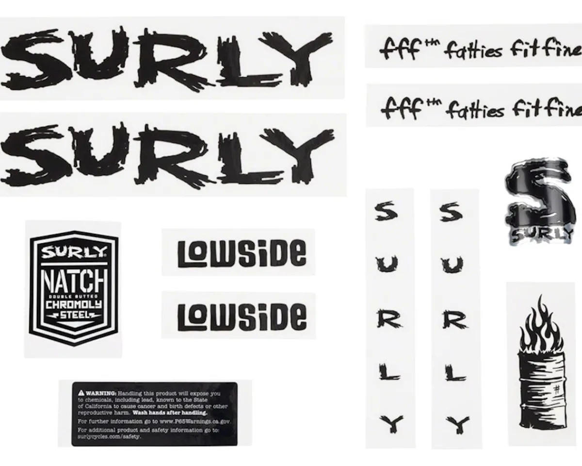 Surly Frame Protection & Decals|Lowside Frame Decal Set (Black)