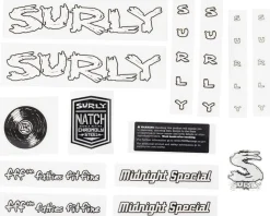 Surly Frame Protection & Decals|Midnight Special Frame Decal Set (White w/ Record)