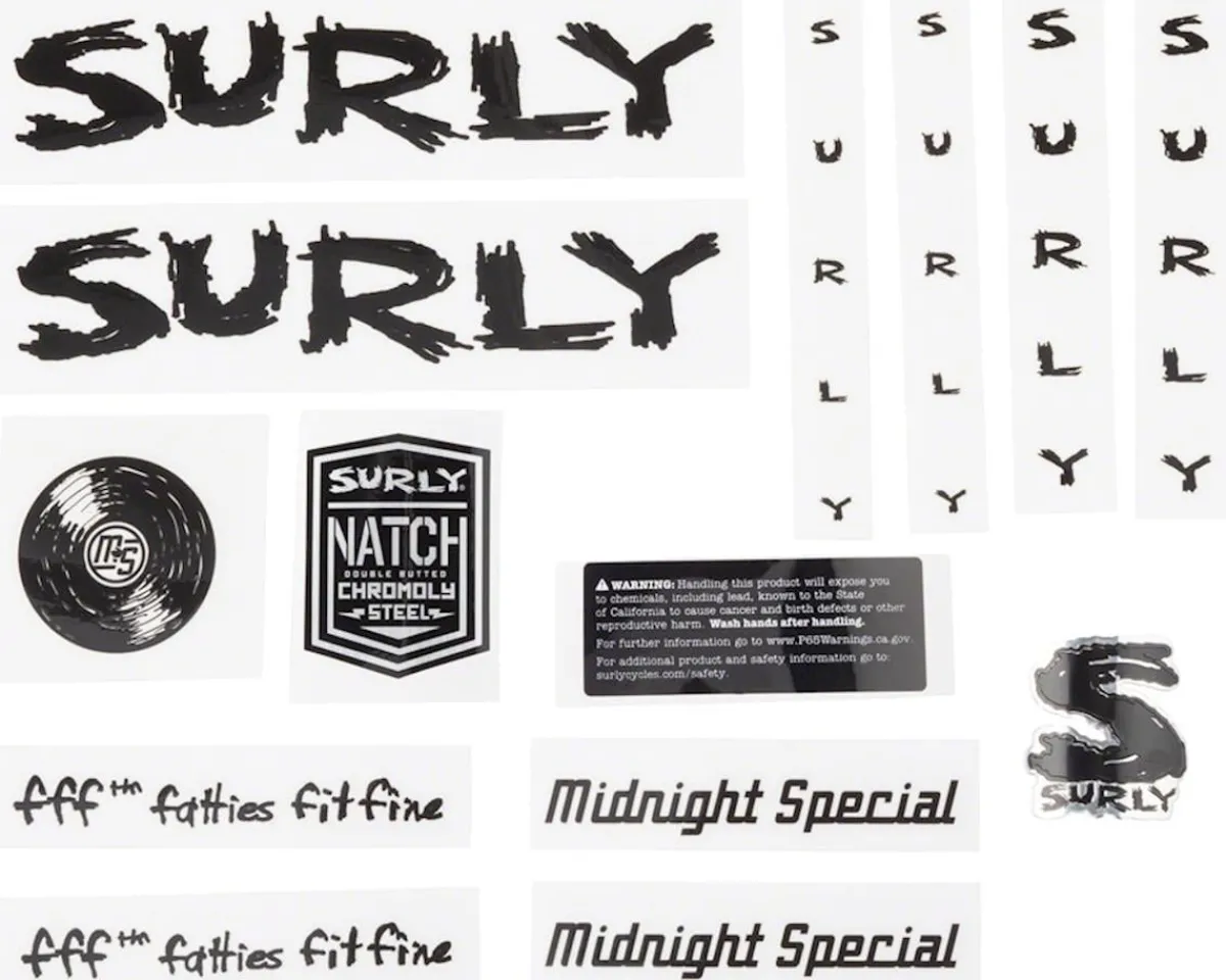 Surly Frame Protection & Decals|Midnight Special Frame Decal Set (Black w/ Record)
