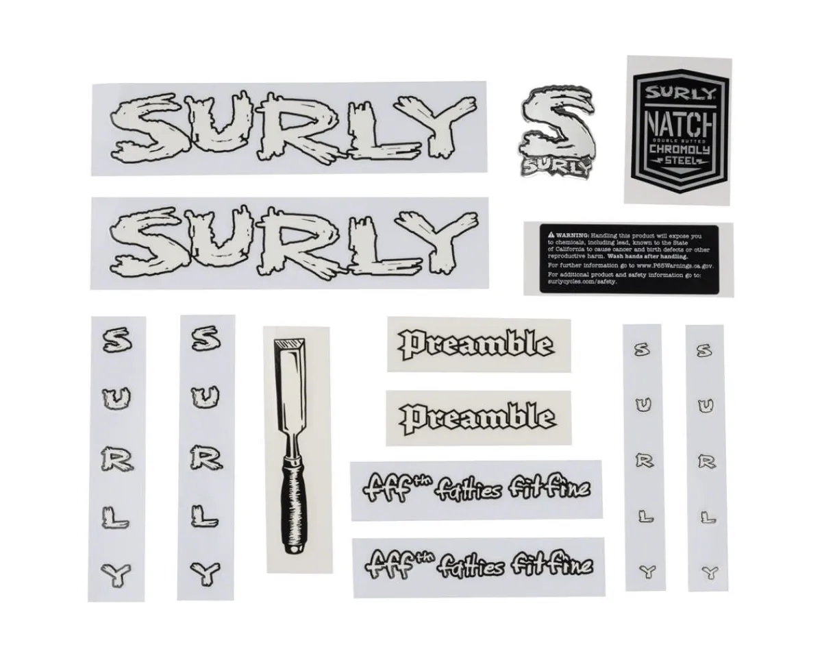 Surly Frame Protection & Decals|Preamble Decal Set (White)