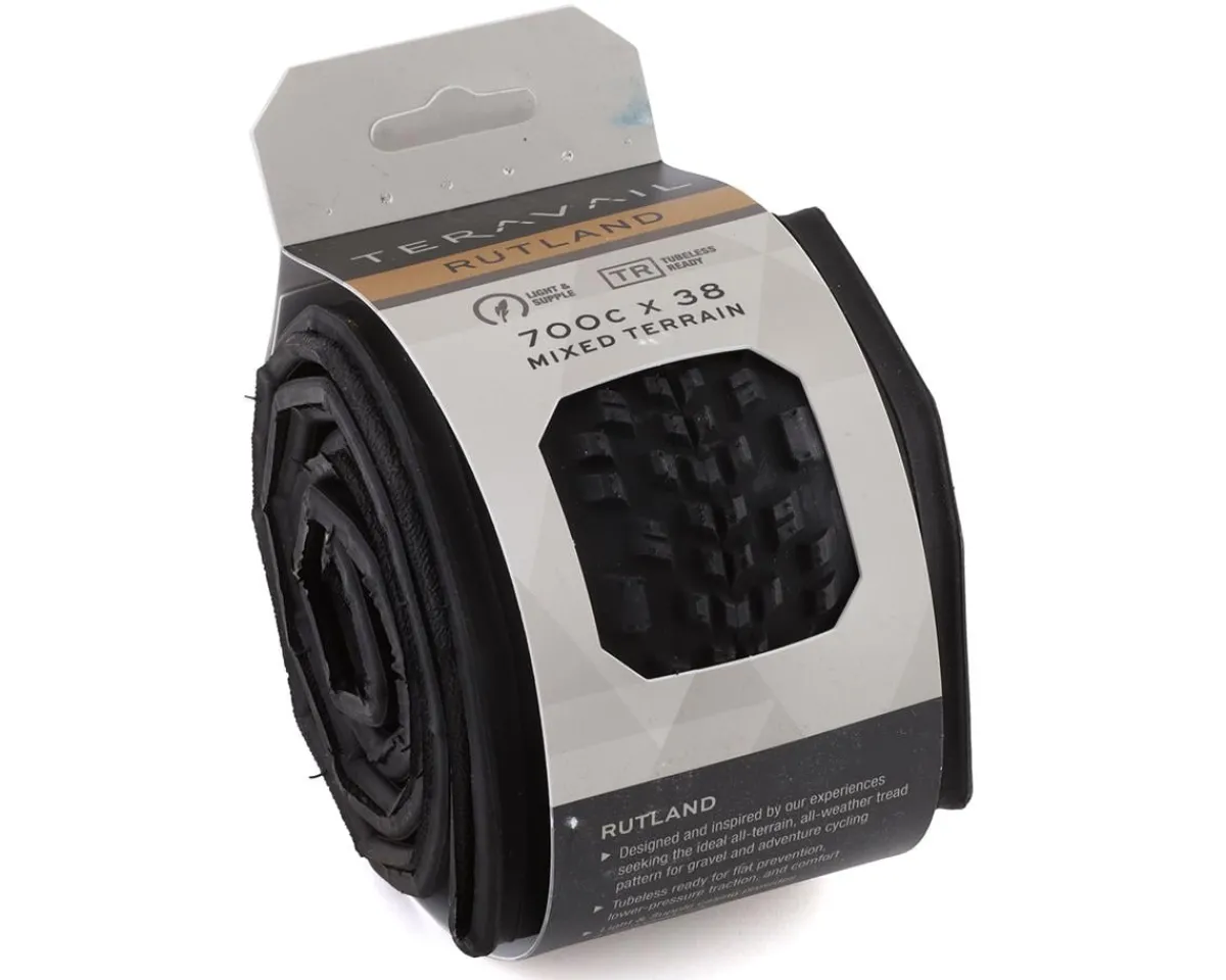 Teravail Tires|Holiday Shopping|Rutland Tubeless Gravel Tire (Black) (700c) (38mm) (Light & Supple)