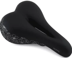 Terry Saddles & Seats|Women's Cite X Gel Saddle (Black/Flower) (Steel Rails) (175mm)