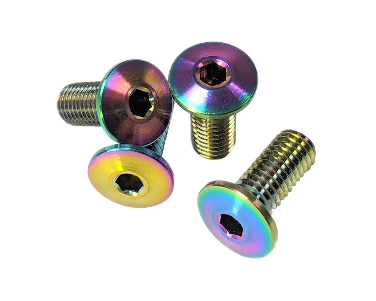 Terske Bottle Cages & Mounts|Ultra-Low Head Titanium Bottle Cage Bolts (Oil Slick) (4 Pack)