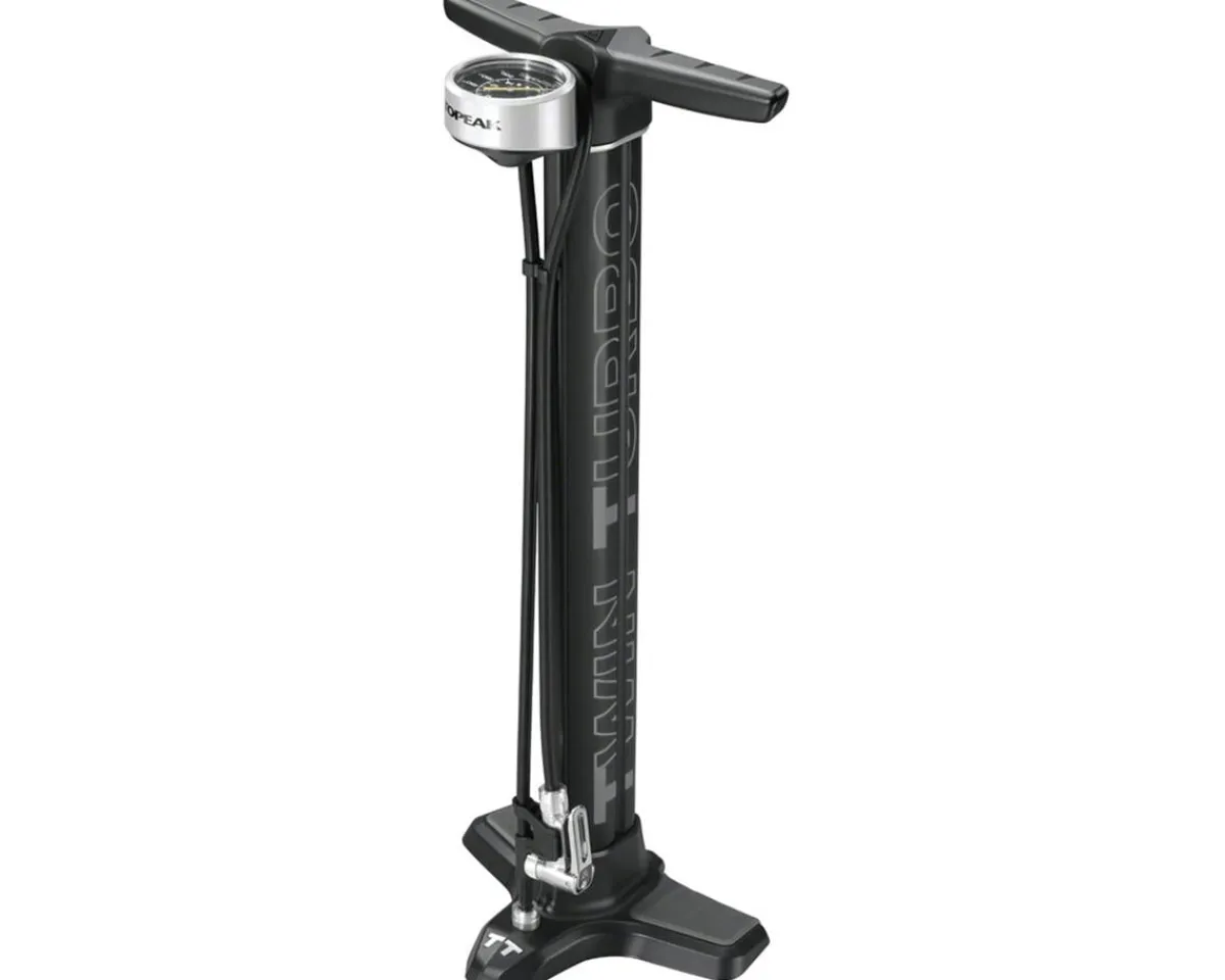 Topeak Pumps & Co2|Pumps & Co2|Joeblow Twin Turbo Floor Pump (Black) (SmartHead)