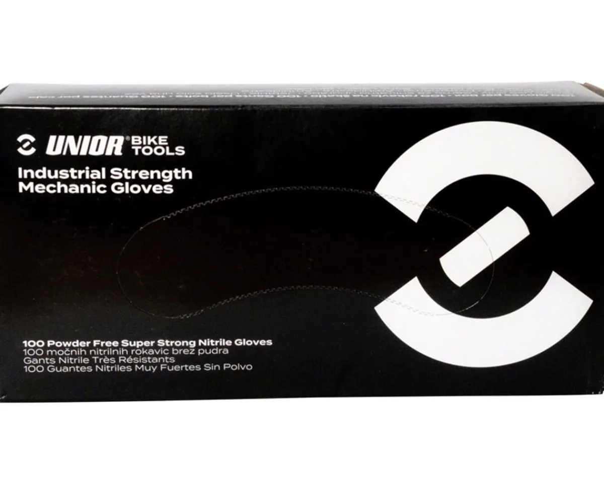 Unior Cleaning Supplies|Industrial Strength Nitrile Mechanic Gloves (Black) (S)