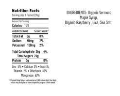 UnTapped Nutrition & Skin Care|Maple Syrup Energy Gel (Salted Raspberry) (Box of 20)