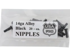 USA Brand Wheels & Parts|14g Alloy Nipples (Black) (Bag of 20)