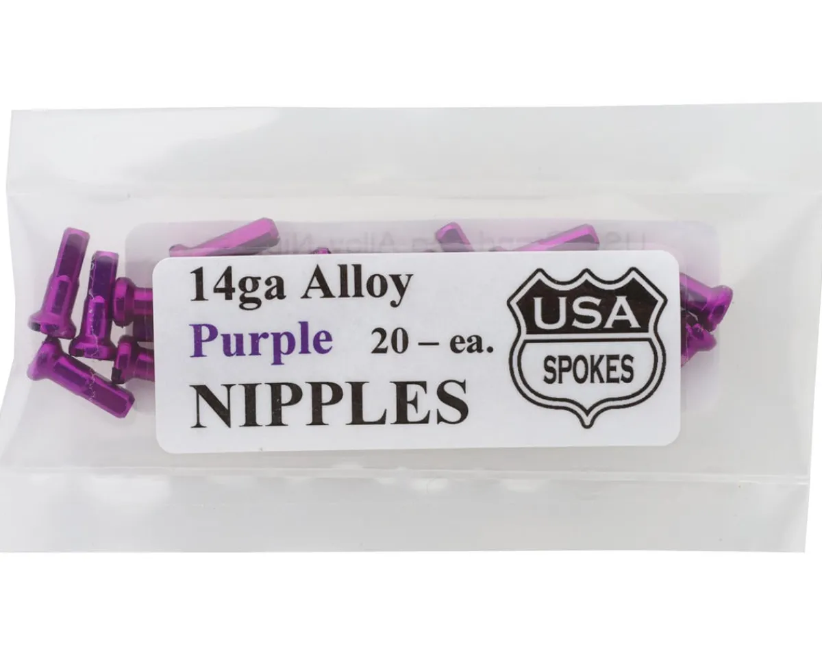 USA Brand Wheels & Parts|14g Alloy Nipples (Purple) (Bag of 20)