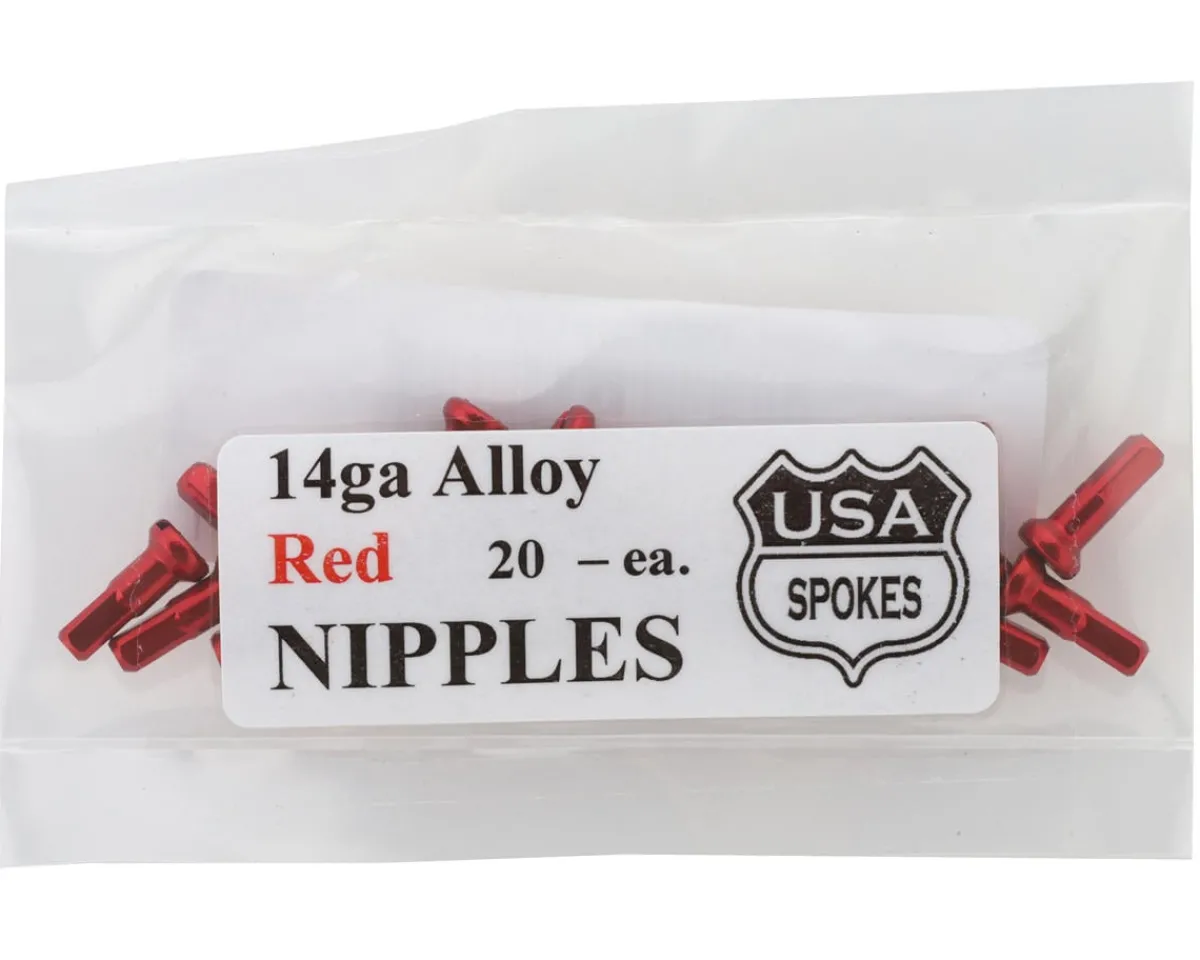 USA Brand Wheels & Parts|14g Alloy Nipples (Red) (Bag of 20)