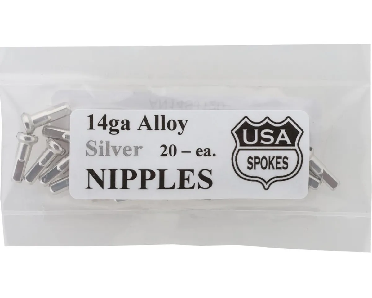 USA Brand Wheels & Parts|14g Alloy Nipples (Silver) (Bag of 20)