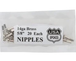 USA Brand Wheels & Parts|14g Brass Nipples (Silver) (Bag of 20)