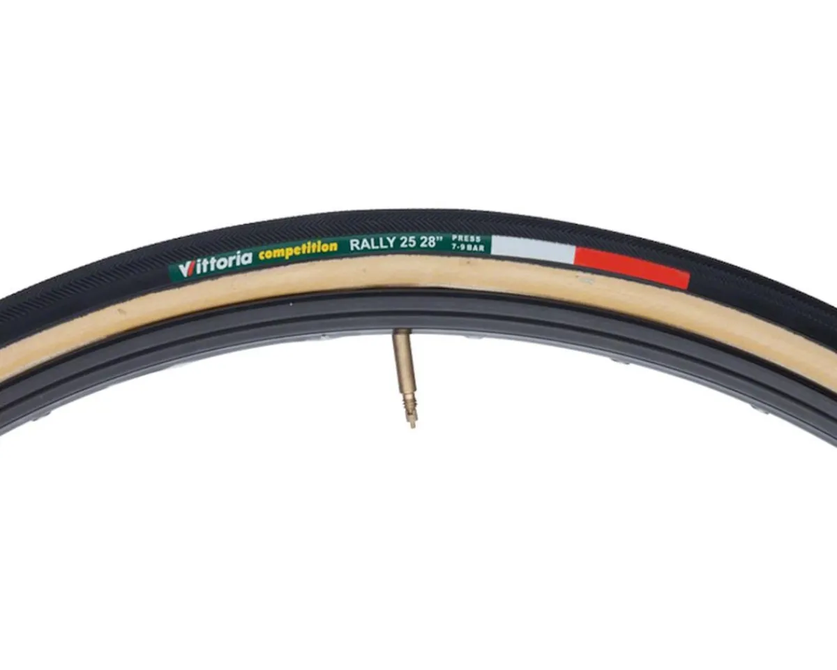 Vittoria Tires|Holiday Shopping|Rally Tubular Road Tire (Black/Tan) (700c) (25mm) (Tubular)