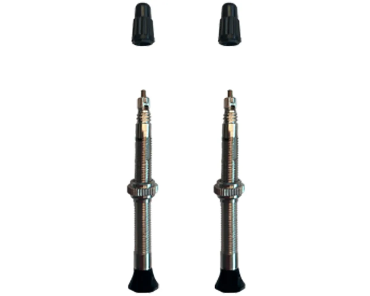 Vittoria Tubeless Tire Tools|Singleway Tubeless Brass Valve (Silver/Black) (Pair) (60mm)