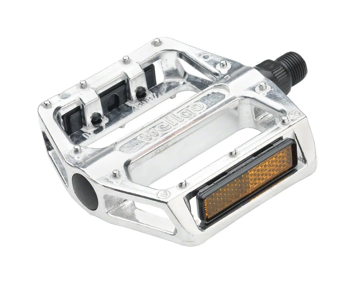 Wellgo Pedals & Cleats|B087 Platform Pedals (Silver) (Aluminum) (Molded Pins) (9/16") (Standard)