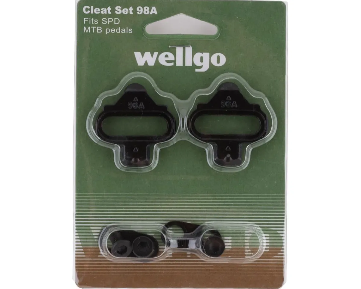 Wellgo Shoes|Pedals & Cleats|Clipless Cleats for SPD Style Pedals (Black) (98A) (4°)