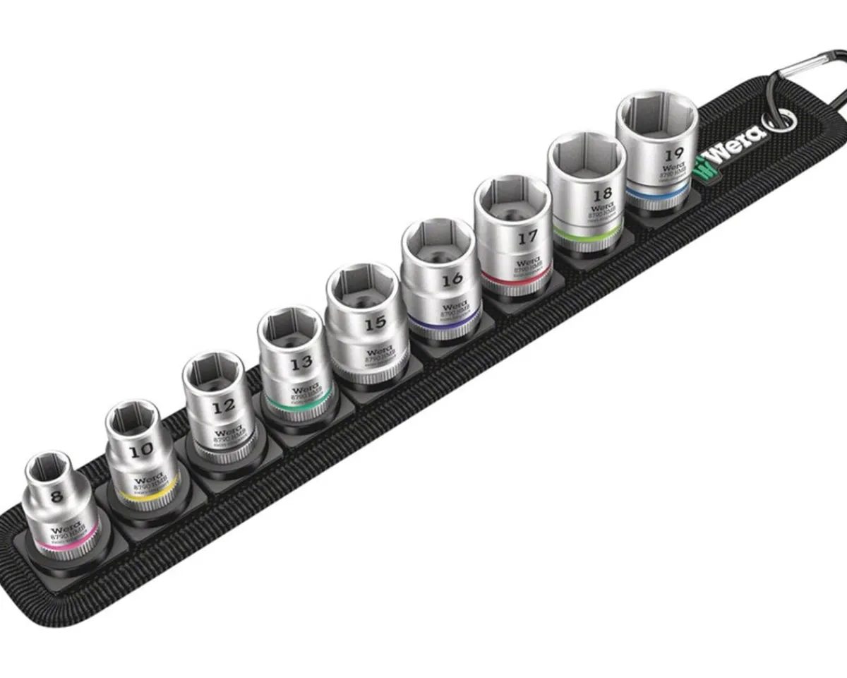 Wera Tools|Belt B 4 Zyklop Socket Set (3/8" Drive) (9 Pieces)