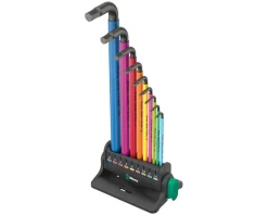 Wera Tools|950/9 Hex-Plus Multicolor 3 L-Key Wrench Set (Metric) (w/ Wall Holder/Base)