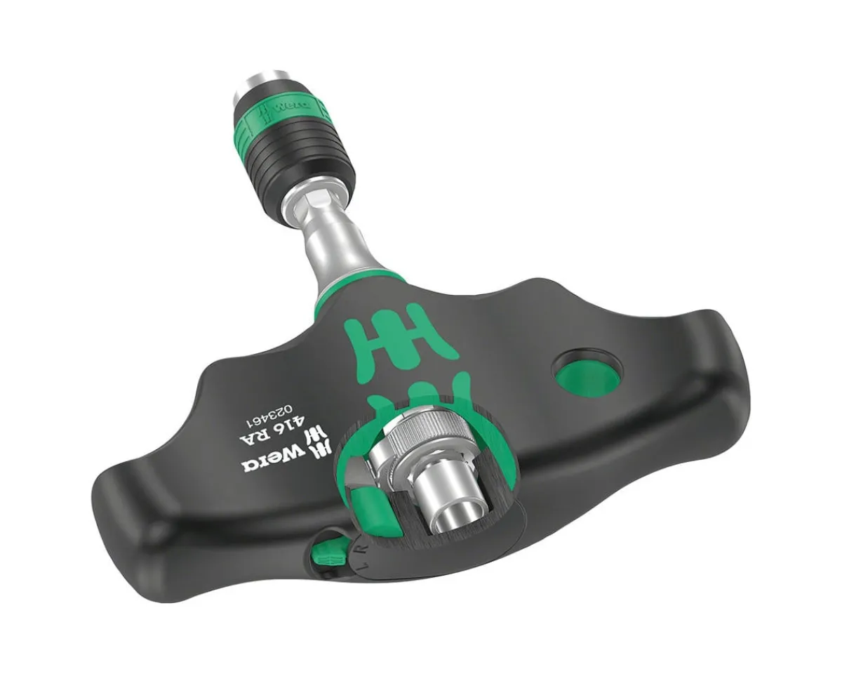 Wera Tools|416 RA T-Handle Screwdriver (Ratchet Function) (Rapidaptor Quick-Release Chuck)