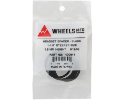 Wheels Manufacturing Headsets & Spacers|Aluminum Headset Spacer (Black) (1-1/8'') (1.5mm) (5 Pack)