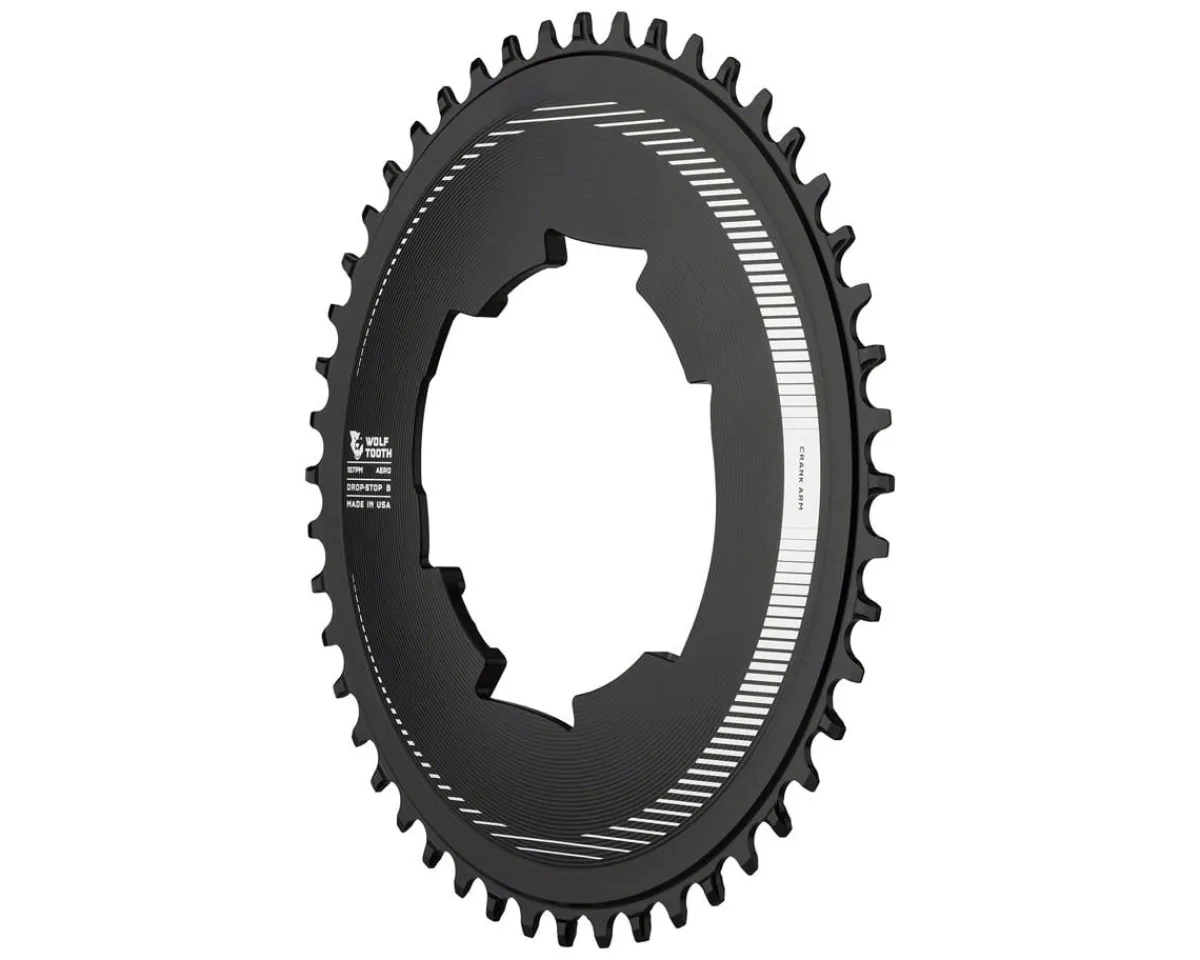 Wolf Tooth Components Chainrings & Accessories|Aero Chainring (Black) (Drop-Stop B) (Single) (46T) (For SRAM 107 BCD Cranksets)