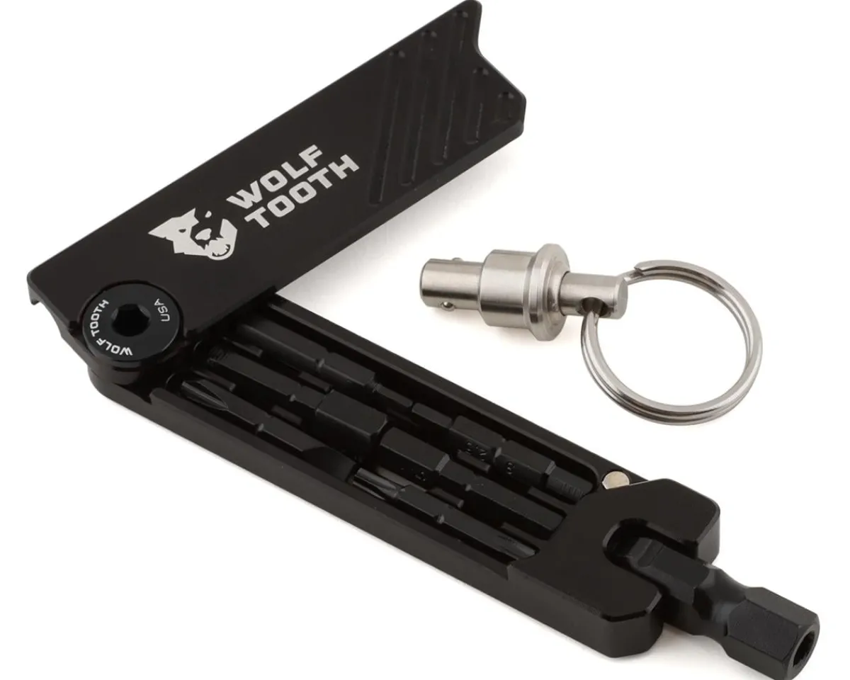 Wolf Tooth Components Tools|6-Bit Hex Wrench Multi-Tool With Key Chain (Black)