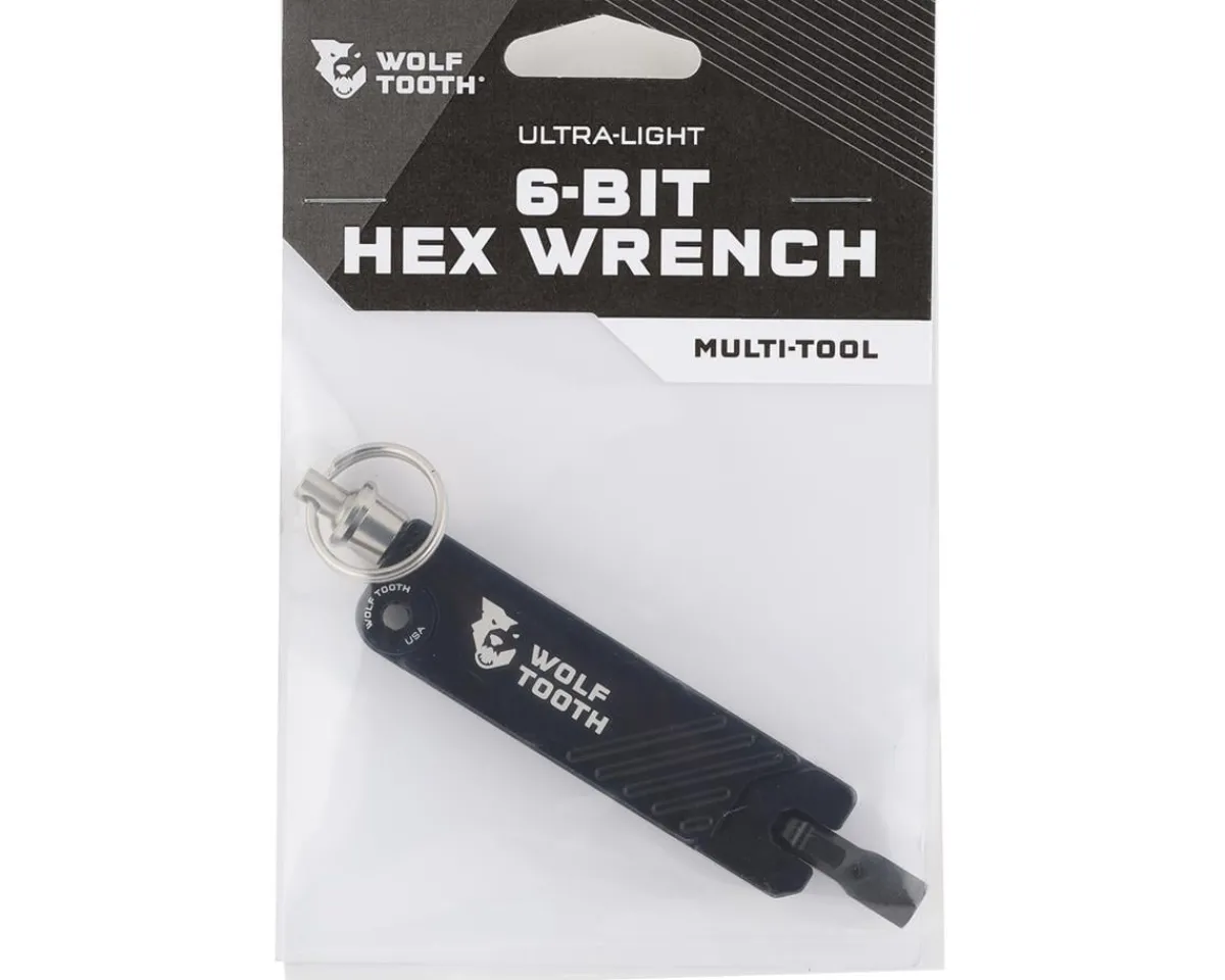 Wolf Tooth Components Tools|6-Bit Hex Wrench Multi-Tool With Key Chain (Black)