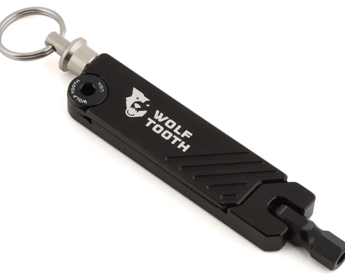 Wolf Tooth Components Tools|6-Bit Hex Wrench Multi-Tool With Key Chain (Black)