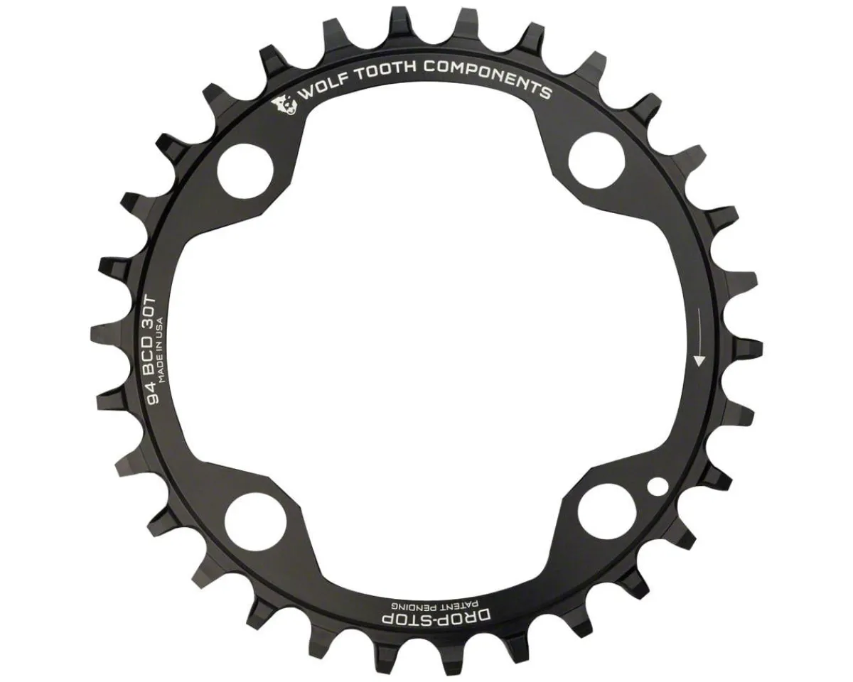 Wolf Tooth Components Chainrings & Accessories|4-Bolt Chainring (Black) (94mm BCD) (Drop-Stop A) (Single) (32T) (SRAM XO1, X1, GX, NX)